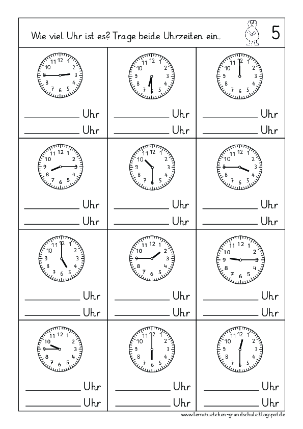 Uhrzeiten ablesen - alles gemischt (6)